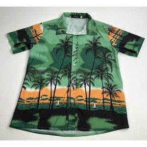 APTRO Men’s Size Large Hawaiian Shirt Short Sleeve Ocean Green